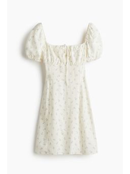 H&M - Women White Puff-Sleeved Dress