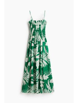 H&M - Women Green Smocked-Bodice Strappy Dress