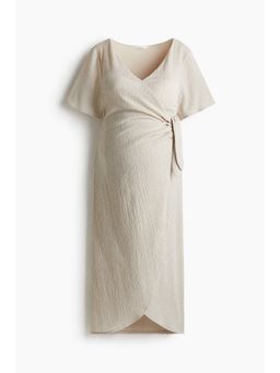 H&M - Women Beige Mama Crinkled Wrap Dress