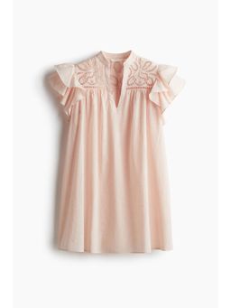 H&M - Women Orange Flutter-Sleeve Dress With Broderie Anglaise