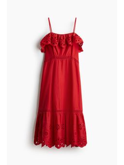 H&M - Women Red Broderie Anglaise Cotton Dress
