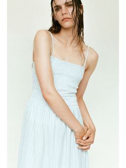 H&M - Women Blue Smocked Strappy Dress