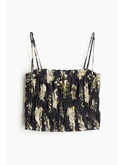 H&M - Women Black Tie-Strap Smocked Top