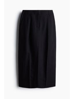 H&M - Women Black Linen-Blend Pencil Skirt