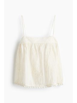 H&M - Women Beige Embroide Strappy Top