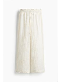 H&M - Women Beige Embroide Drawstring Trousers