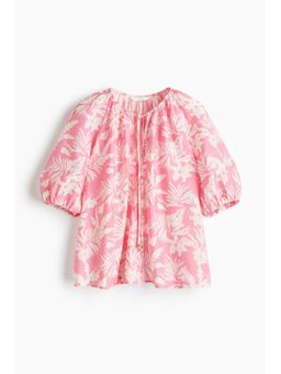 H&M - Women Pink Balloon-sleeved blouse Top