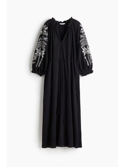 H&M - Women Black Embroide Cotton Dress