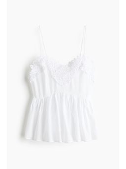 H&M - Women White Lace-Trimmed Strappy Top