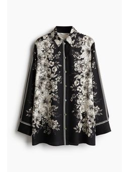 H&M - Women Black Long Printed Shirt