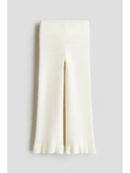 H&M - Girls White Fla Cotton-Knit Leggings