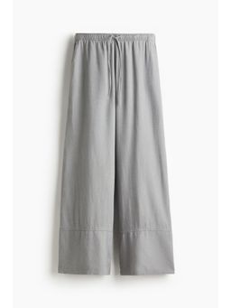 H&M - Women Grey Linen-Blend Drawstring Trousers