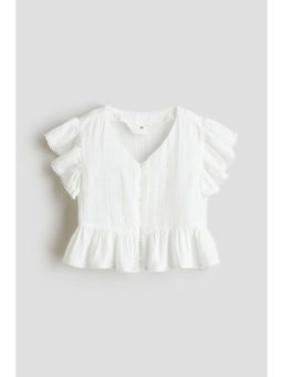 H&M - Girls White Cotton Muslin Blouse