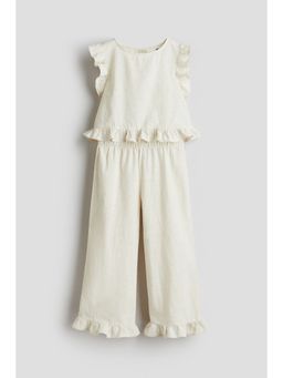 H&M - Girls Beige 2-Piece Linen-Blend Set