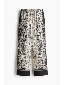 H&M - Women White Printed Drawstring Trousers