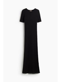 H&M - Women Black Rib-Knit T-Shirt Dress
