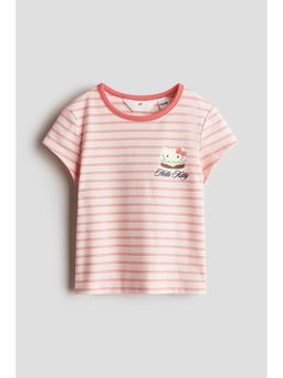 H&M - Girls Pink Print-Motif Cotton Top