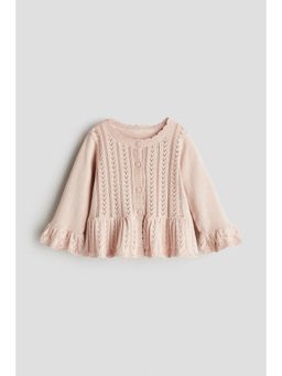 H&M - Girls Pink Pointelle-Knit Cotton Cardigan