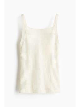 H&M - Women White Rib-Knit Strappy Top