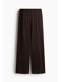 H&M - Women Brown Lace-Look Drawstring Trousers