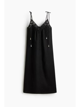 H&M - Women Black Broderie Anglaise Tie-Strap Dress