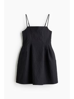 H&M - Women Black Jacquard-Weave Strappy Dress