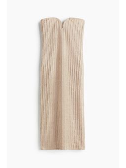 H&M - Women Beige Textured Jersey Bandeau Dress
