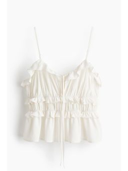H&M - Women White Frill-Trimmed Strappy Top