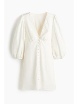 H&M - Women White Linen-Blend Dress