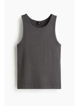 H&M - Men Grey Slim Fit Ribbed Vest Top