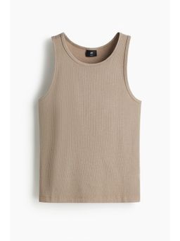 H&M - Men Beige Slim Fit Ribbed Vest Top
