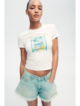 H&M - Women White Fitted Cotton T-Shirt