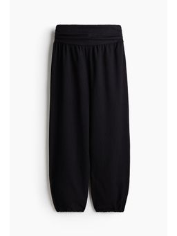 H&M - Women Black Crinkled Balloon-Leg Trousers
