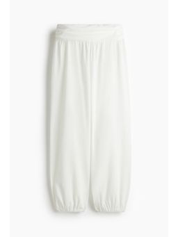 H&M - Women White Crinkled Balloon-Leg Trousers