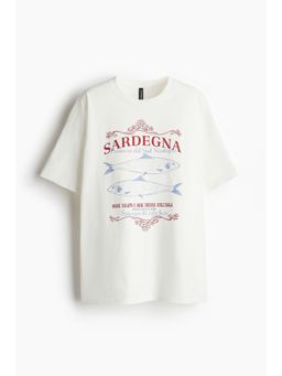 H&M - Women White Oversized Printed T-Shirt