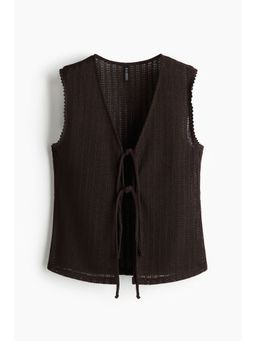 H&M - Women Brown Knitted Tie-Front Top