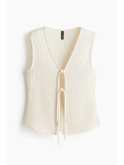 H&M - Women Beige Knitted Tie-Front Top