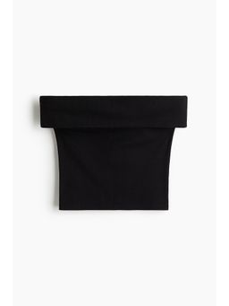 H&M - Women Black Ribbed Off-The-Shoulder Top