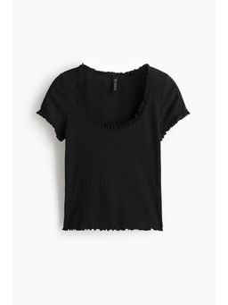 H&M - Women Black Lace-Trimmed Top