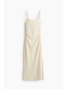 H&M - Women Beige Textu Jersey Midi Dress