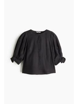 H&M - Women Black Puff-Sleeved Blouse