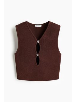 H&M - Women Brown Knitted Vest Top