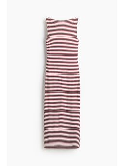 H&M - Women Red Ribbed Jersey Midi Dress