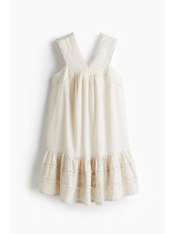 H&M - Women Beige Embroide Cotton Dress