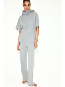 H&M - Grey Foldover-Waist Cotton Trousers
