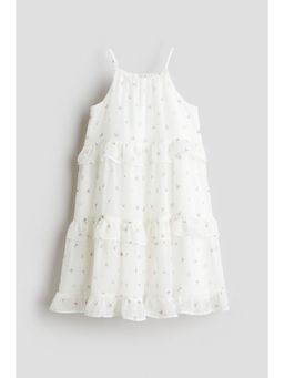 H&M - Girls White Frill-Trimmed Strappy Dress