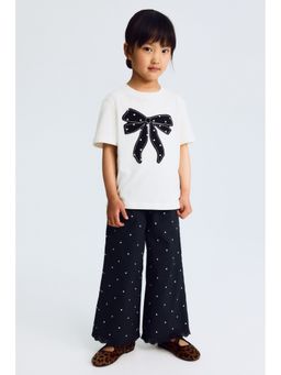 H&M - Girls Grey Lace-Trimmed Seersucker Trousers