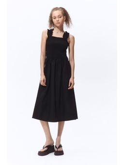 H&M - Women Black Smocked Poplin Dress