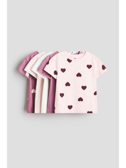 H&M - Girls Pink 5-Pack T-Shirts