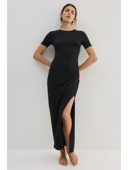 H&M - Women Black Long T-Shirt Dress